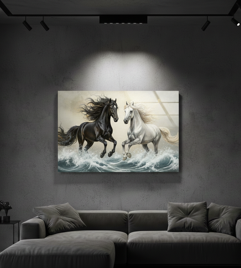 Running Horses Beach Wall Art – Sunset Coastal Glass | Wall Art
