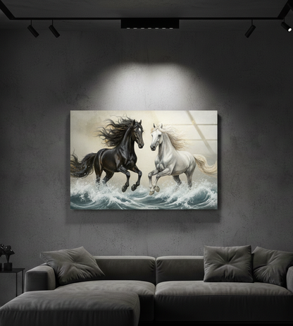 Running Horses Beach Wall Art – Sunset Coastal Glass | Wall Art