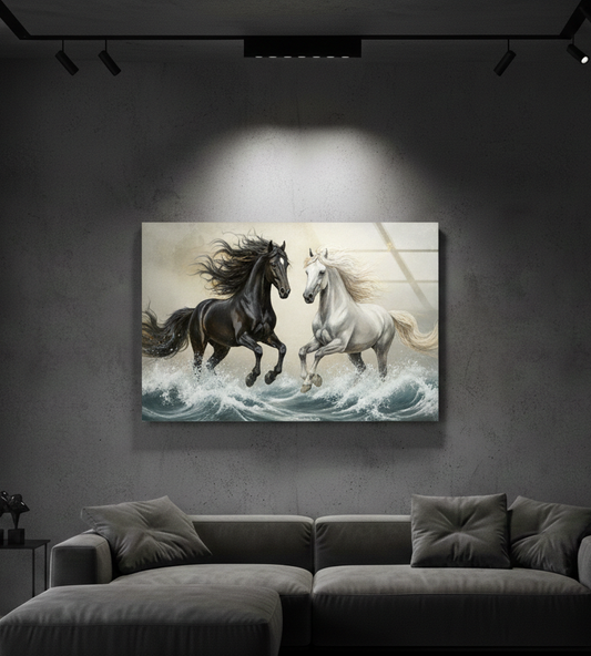 Running Horses Beach Wall Art – Sunset Coastal Glass | Wall Art