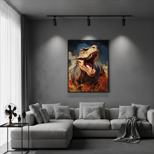 A Fierce Dinosaur roars Canvas Frames Wall Art
