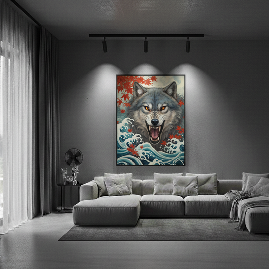 Premium White Wolf Canvas Frames Wall Art