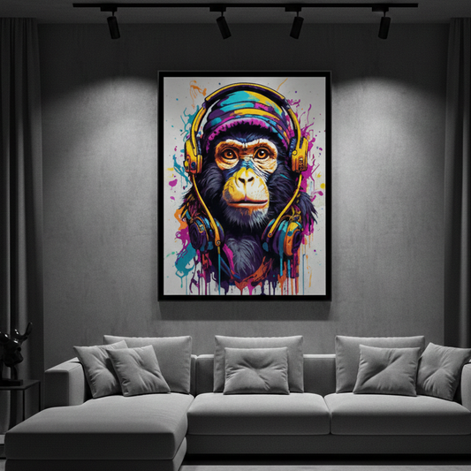 Cool Monkey with Headphones | Wall Art