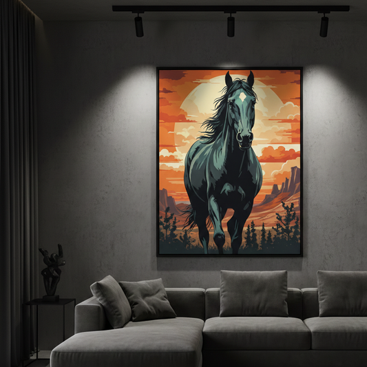 Wild Horse At Sunset Canvas Frames | Wall Art
