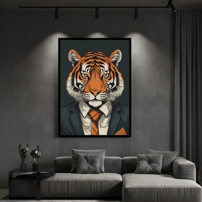Realistic Tiger in a Business Suit | Wall Art