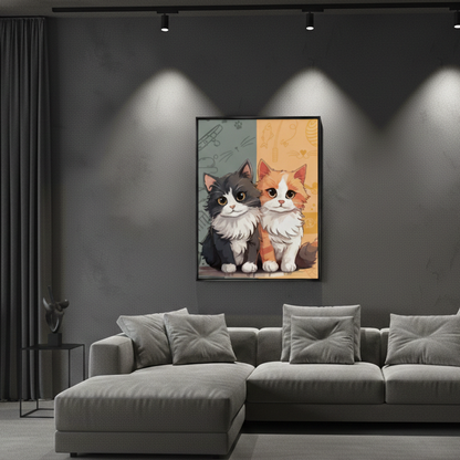 Cute Animal Anime Cat Canvas Frame | Wall Art