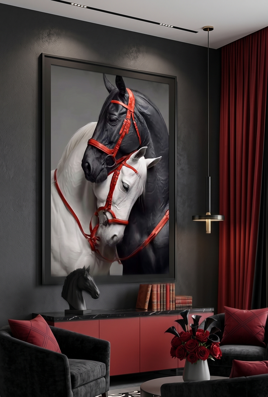 Horses with Red Bridles |Single Wall art