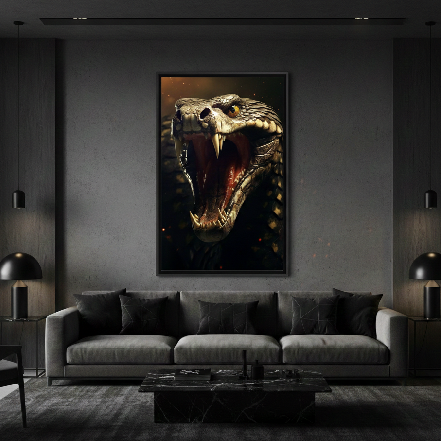 A Cobra with an open mouth Canvas Frames Wall Art