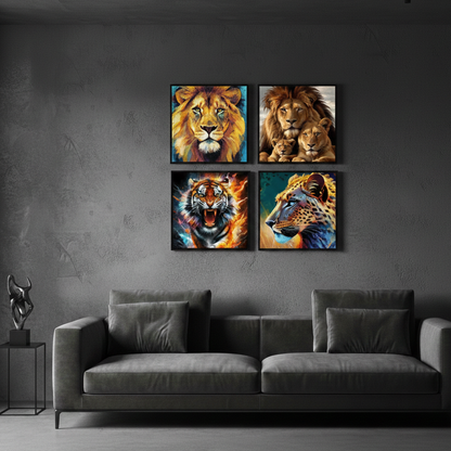 Vintage Lion (4 Panel) Wall Art