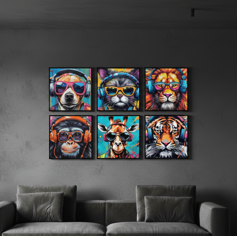 Animal Gaming Poster (6Panel) Wall Art