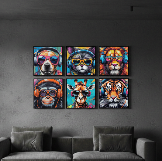 Animal Gaming Poster (6Panel) Wall Art