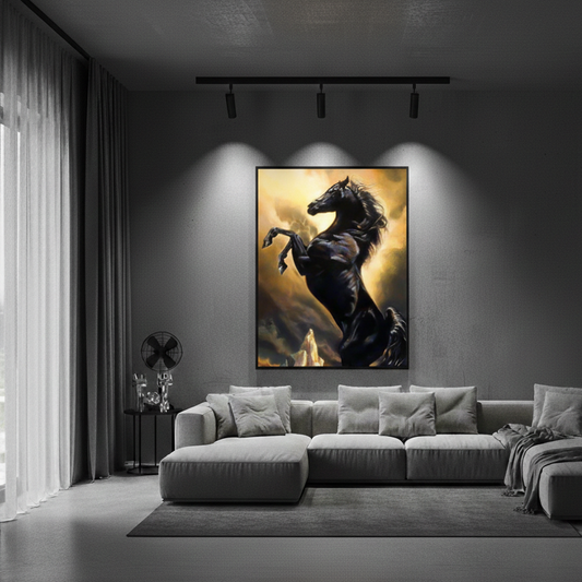 Black Wild Horse Canvas Frame | Wall Art