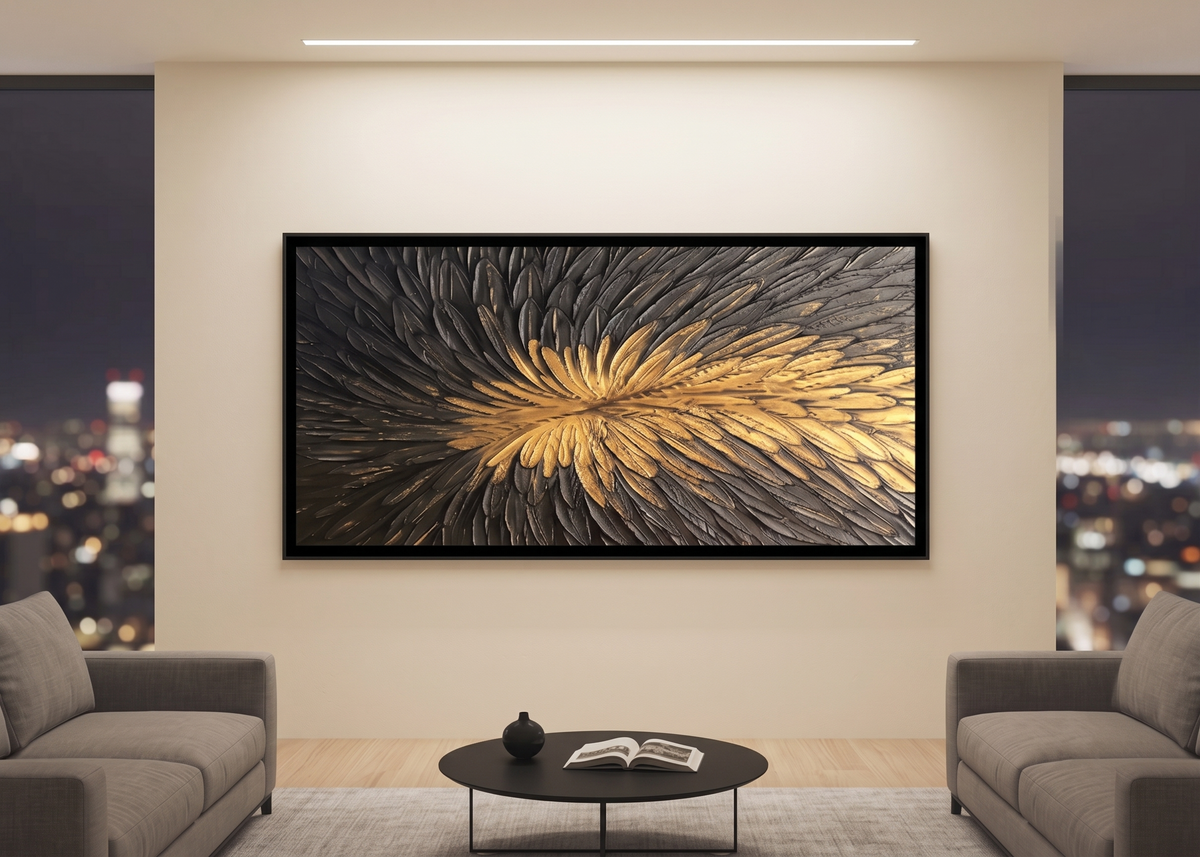 Gold Feather Canvas Wall Art Decor