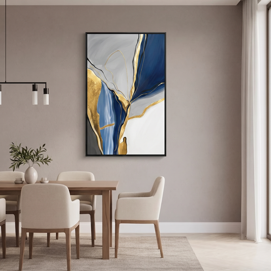 Blue Beige Gold Abstract Painting | Wall Art