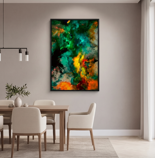Green orange Mist Abstract | Wall Art