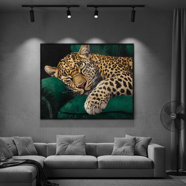 Sleeping Leopard on sofa Single Wall art