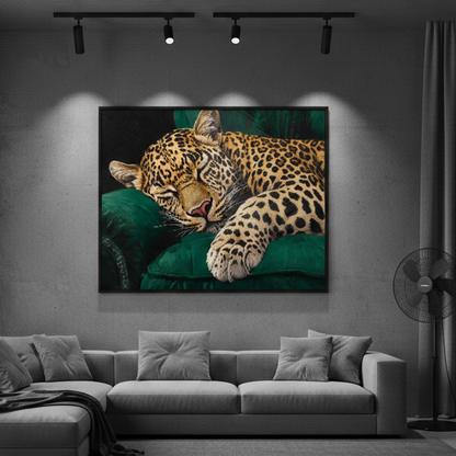 Sleeping Leopard on sofa Single Wall art