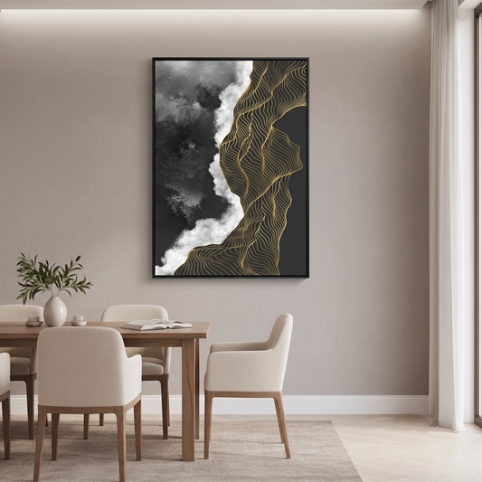 Modern Abstract Gold Geometric Line | Wall Art