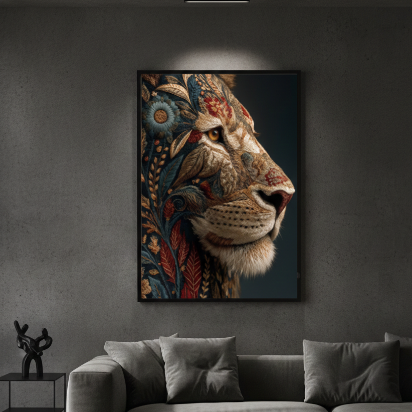 Majestic Bloom Lion Single Wall art