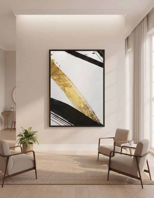 Black And Gold Harsh Slashing Abstract | Wall Art