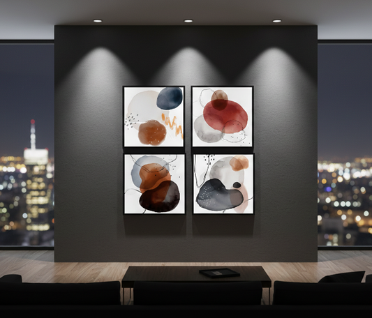 Colorful Watercolor Stain Badge (4Panel) Wall Art