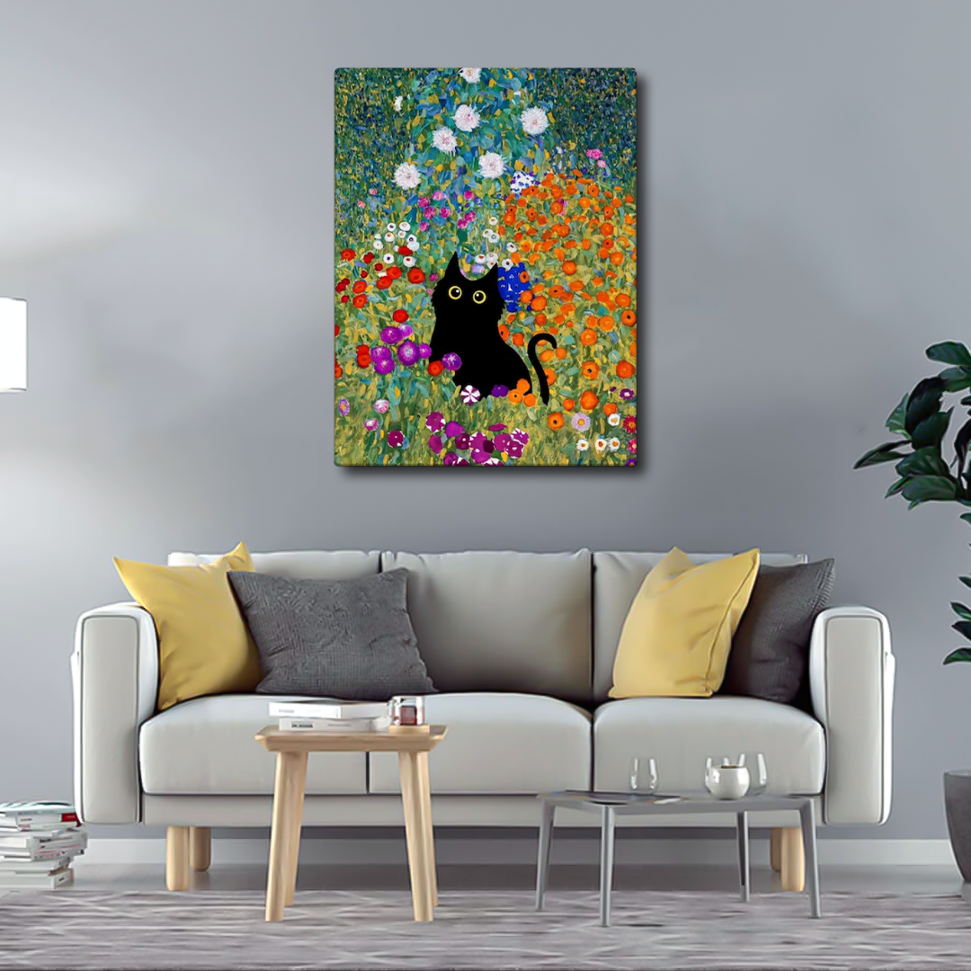Gustav Klimt Garden Cat Print Canvas Frames Wall Art