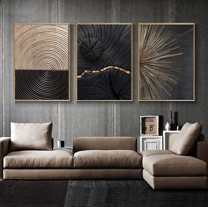 Abstract Black foil  (3panel) | Wall Art