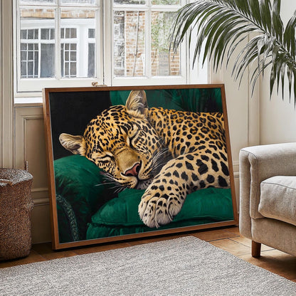 Sleeping Leopard on sofa Single Wall art