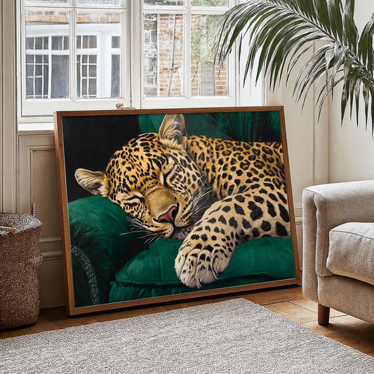 Sleeping Leopard on sofa Single Wall art