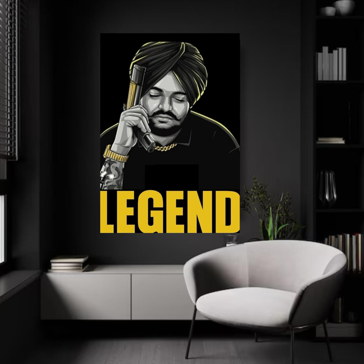 Sidhu Moosewala Armed Pose - Realistic Print 3