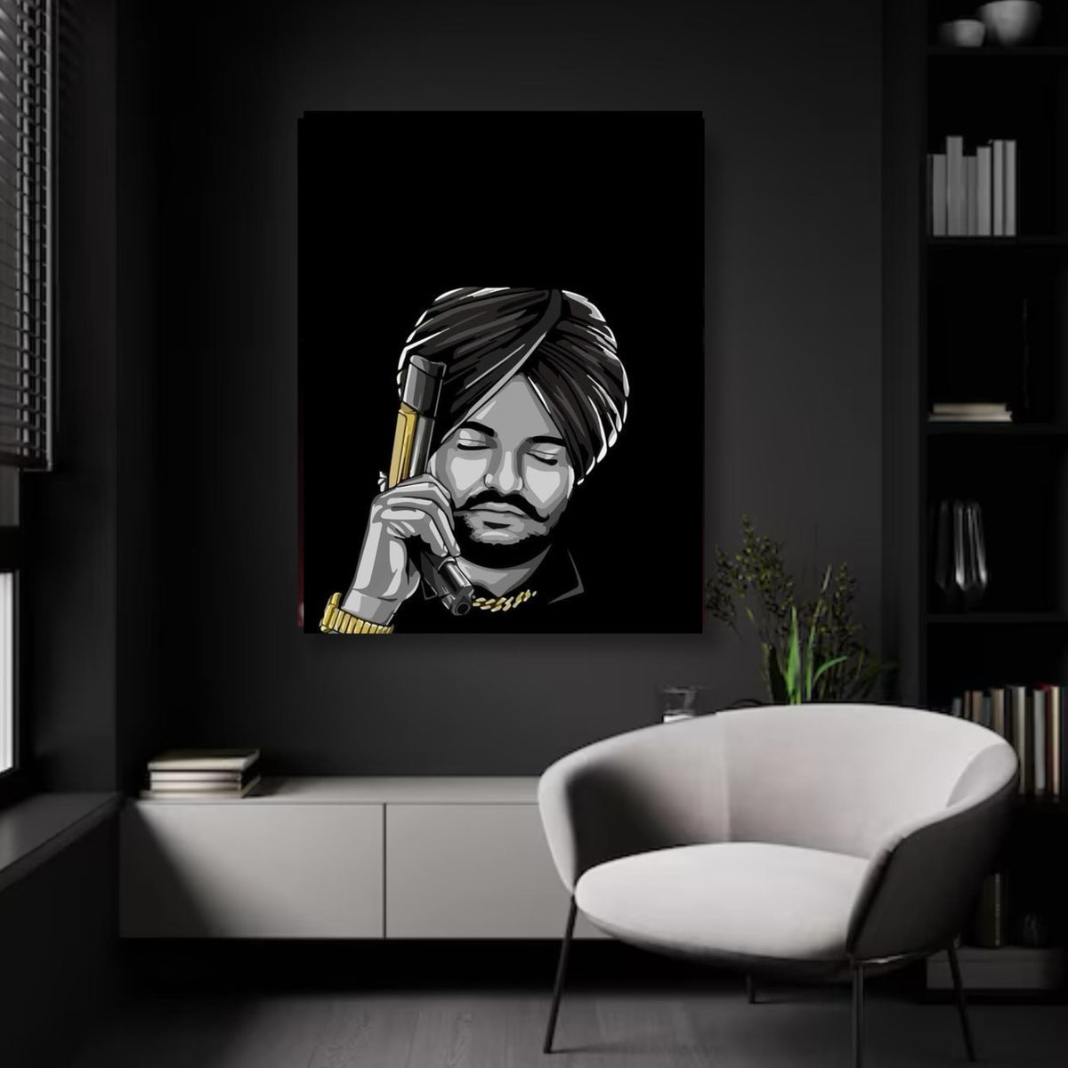 Sidhu Moosewala Armed Pose - Realistic Print 1