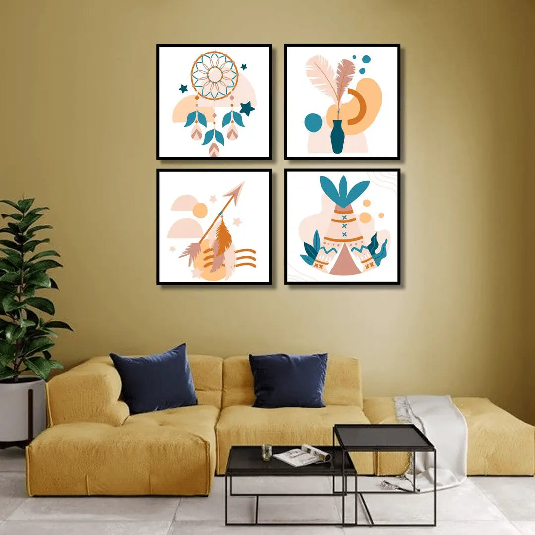 Premium Boho Elements Collection (4Panel) Wall Art