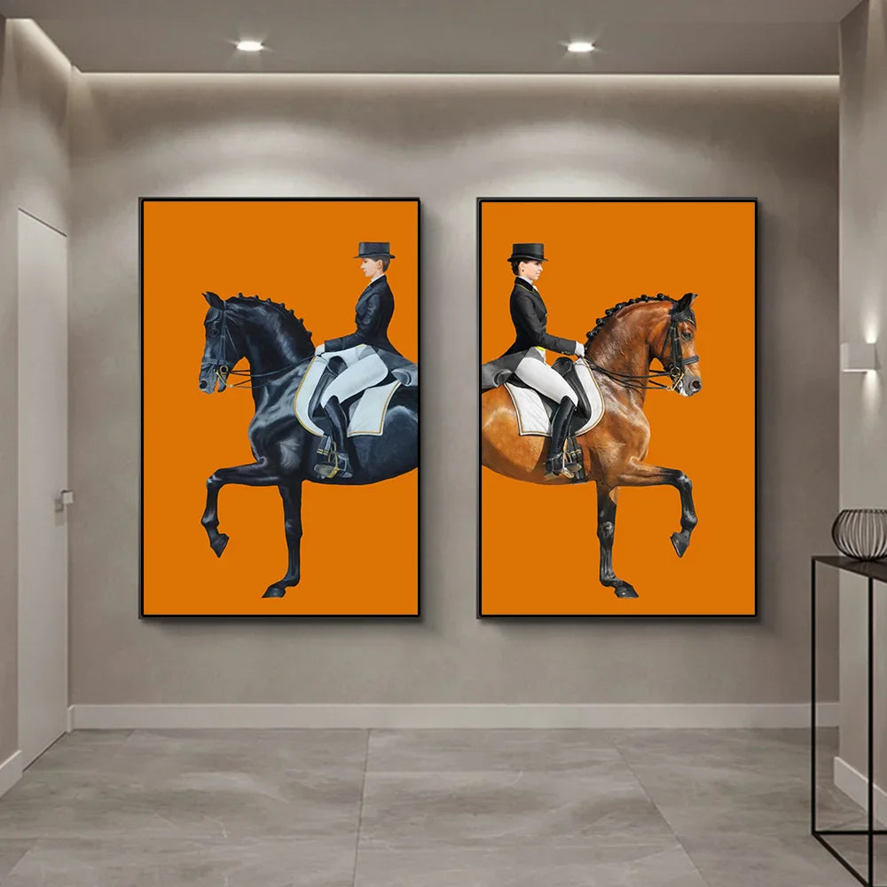Orange Horse Running Wall Art l Wall Art
