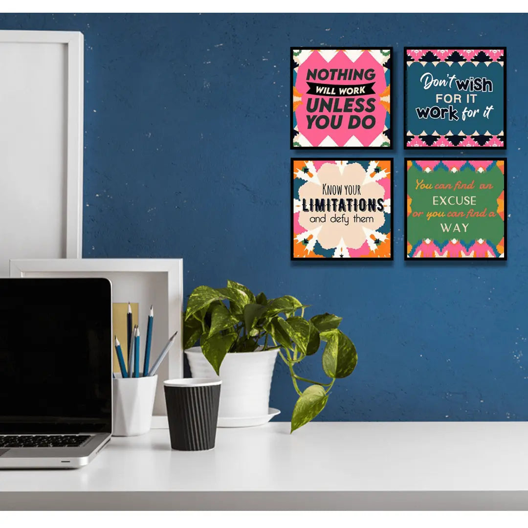 Solimo Motivational Quotes(4 Panel) Wall Art