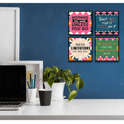 Solimo Motivational Quotes(4 Panel) Wall Art