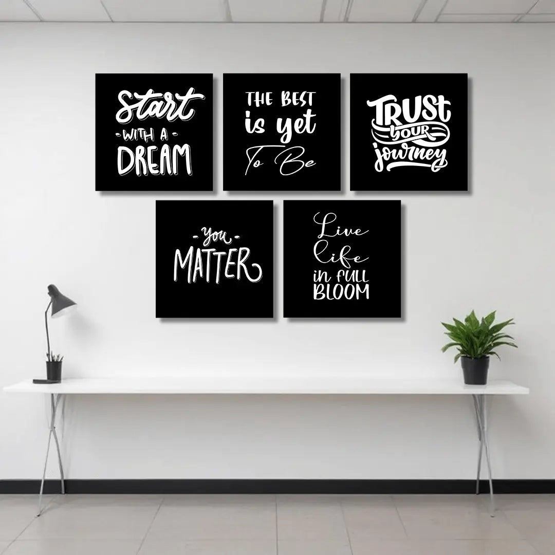 Success Motivational Quote 5 Panel Wall Art Set