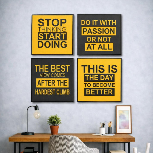 Hard Working Motivational Quotes (4Panel) Wall Art