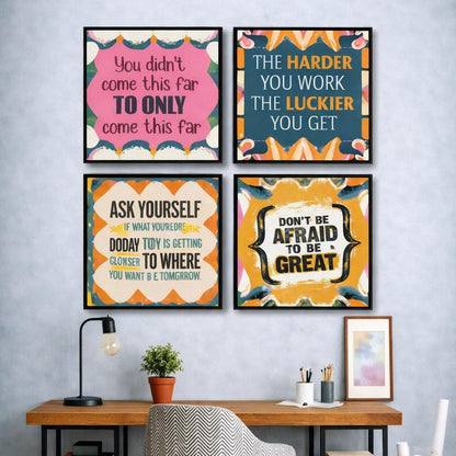 FRIENDS OFFICE Motivational Qoutes (4 Panel) Wall Art