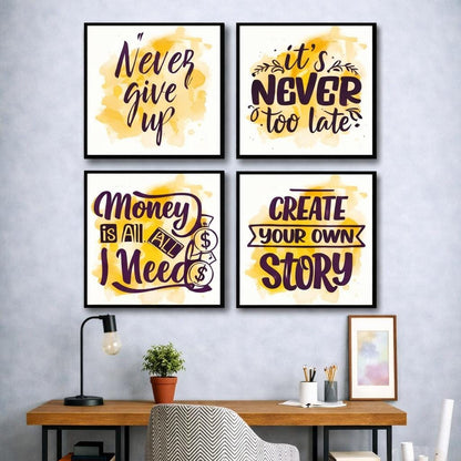 Colorful Typography Motivational Quotes (4 Panel) Wall Art