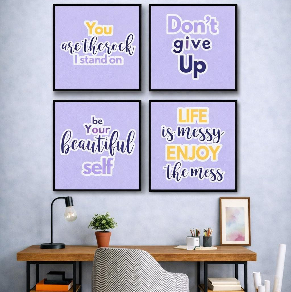 Motivation Vectors Qoutes (4 Panel) Wall Art