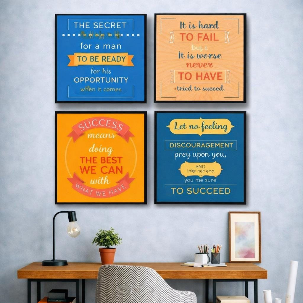 Motivational & Growth Mindset (4Panel) Wall Art