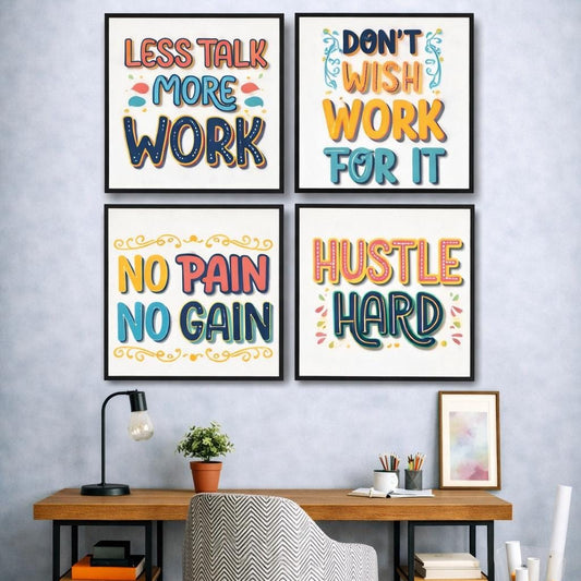 Office Motivation Vectors (4 Panel) Wall Art