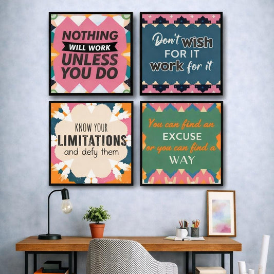 Solimo Motivational Quotes(4 Panel) Wall Art