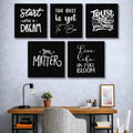 Success Motivational Quote 5 Panel Wall Art Set