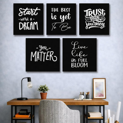 Success Motivational Quote 5 Panel Wall Art Set