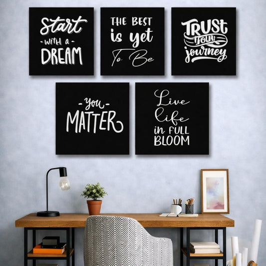 Success Motivational Quote 5 Panel Wall Art Set