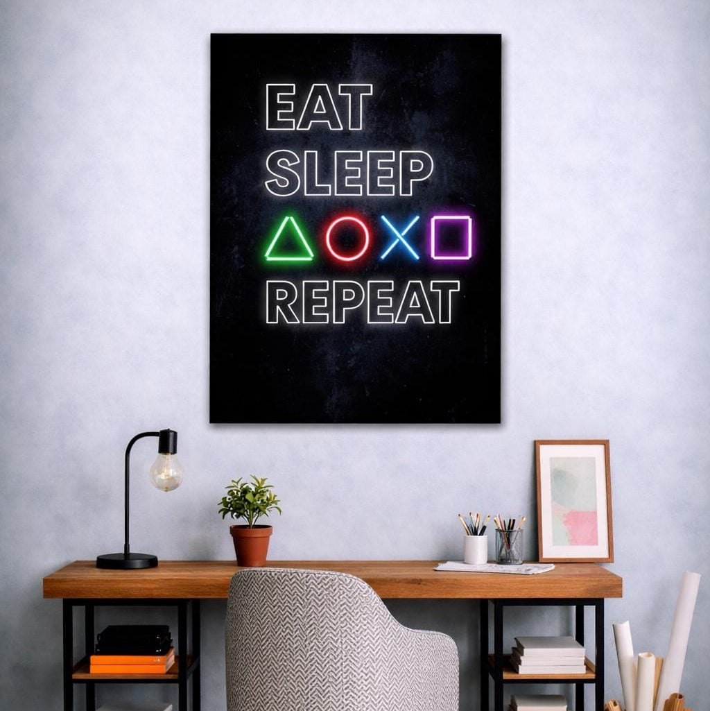 "Eat Sleep Repeat Motivational Canvas | Wall Art