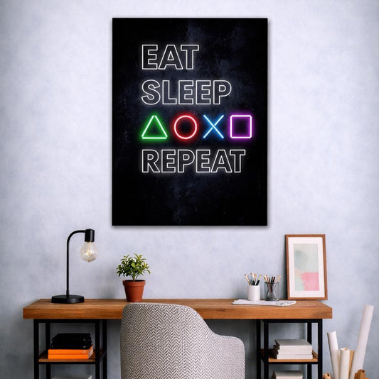 "Eat Sleep Repeat Motivational Canvas | Wall Art