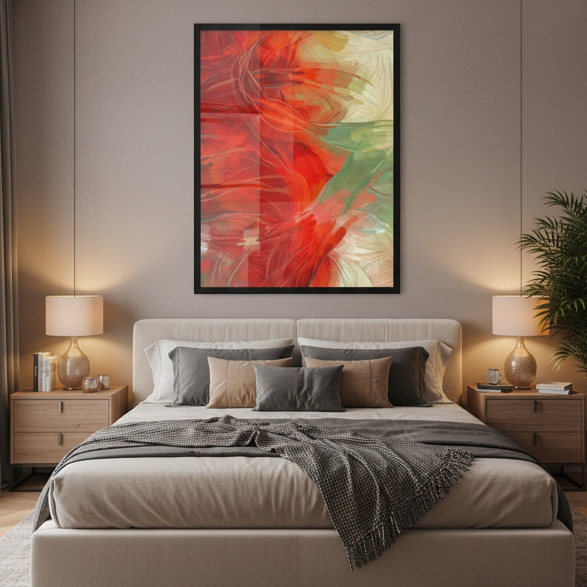 Red Minimal Abstract Canvas Frames | Wall Art
