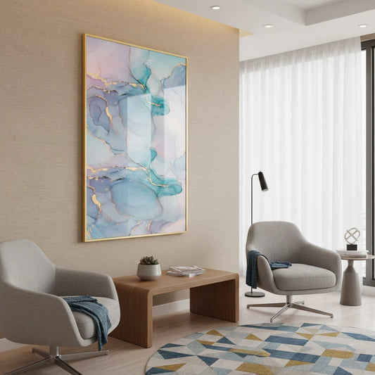 Swirled Pastel Gold Inkscape Water Canvas | Wall Art