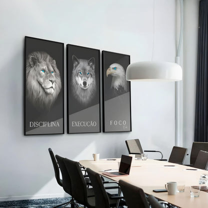 Discipline. Execution. Focus. – Motivational Animal Wall Art Set